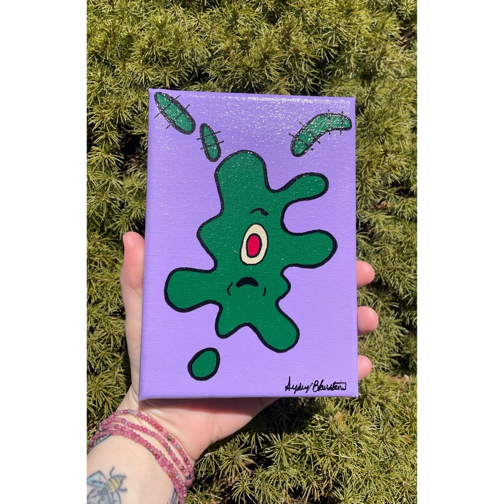 Squished Plankton Hand Painted Canvas 5x7in | Wall Art | Sponge Bob Square Pants